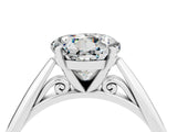 Platinum Round Cut Moissanite Solitaire Engagement Ring with Cathedral Setting and Four-Prong Mount_16