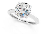Platinum Round Cut Moissanite Solitaire Engagement Ring with Classic Band and Four-Prong Setting_25