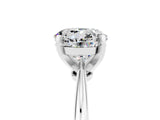 Platinum Round Cut Moissanite Solitaire Engagement Ring with Classic Band and Four-Prong Setting_29