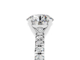 Platinum Round Cut Moissanite Solitaire Pavé Engagement Ring with Round Band and Prong Setting_95