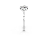 Platinum Round Cut Moissanite Solitaire Ring with Flower Prong Setting and Classic Band_2