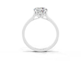 Platinum Round Cut Moissanite Solitaire Ring with Flower Prong Setting and Classic Band_3