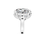 Platinum Round Cut Moissanite Solitaire Ring with Flower Prong Setting and Classic Band_5