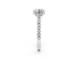 Platinum Round Cut Moissanite Solitaire Ring with Round  Pavé Band and Four-Prong Setting_38