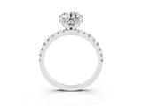 Platinum Round Cut Moissanite Solitaire Ring with Round  Pavé Band and Four-Prong Setting_39