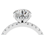 Platinum Round Cut Moissanite Solitaire Ring with Round  Pavé Band and Four-Prong Setting_40