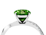 Platinum Round Cut Peridot Engagement Ring with Side Stone Accents and Four-Prong Setting_16