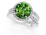 Platinum Round Cut Peridot Halo Ring with Round Split Shank and Prong Setting_67