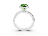 Platinum Round Cut Peridot Halo Ring with Round Split Shank and Prong Setting_69