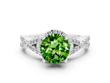 Platinum Round Cut Peridot  Halo Twist Band Solitaire Prong Setting Ring_12