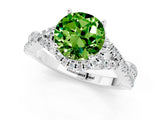 Platinum Round Cut Peridot  Halo Twist Band Solitaire Prong Setting Ring_13