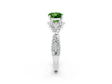 Platinum Round Cut Peridot  Halo Twist Band Solitaire Prong Setting Ring_14