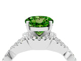 Platinum Round Cut Peridot  Halo Twist Band Solitaire Prong Setting Ring_16