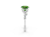 Platinum Round Cut Peridot Scattered Round Accent Ring with Prong Setting_56