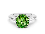 Platinum Round Cut Peridot Solitaire Engagement Ring with Cathedral Setting and Four-Prong Mount_12