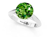 Platinum Round Cut Peridot Solitaire Engagement Ring with Cathedral Setting and Four-Prong Mount_13
