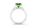 Platinum Round Cut Peridot Solitaire Engagement Ring with Cathedral Setting and Four-Prong Mount_15