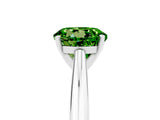 Platinum Round Cut Peridot Solitaire Engagement Ring with Cathedral Setting and Four-Prong Mount_17