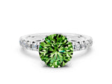 Platinum Round Cut Peridot Solitaire Pavé Engagement Ring with Round Band and Prong Setting_91