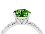 Platinum Round Cut Peridot Solitaire Pavé Engagement Ring with Round Band and Prong Setting_95