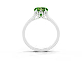 Platinum Round Cut Peridot Solitaire Ring with Flower Prong Setting and Classic Band_3