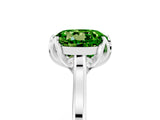 Platinum Round Cut Peridot Solitaire Ring with Flower Prong Setting and Classic Band_5