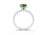 Platinum Round Cut Peridot Solitaire Ring with Round  Pavé Band and Four-Prong Setting_27