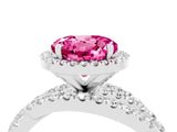 Platinum Round Cut Pink Sapphire Halo Ring with Round Split Shank and Prong Setting_70