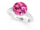 Platinum Round Cut Pink Sapphire Solitaire Engagement Ring with Cathedral Setting and Four-Prong Mount_13