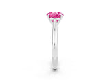 Platinum Round Cut Pink Sapphire Solitaire Engagement Ring with Cathedral Setting and Four-Prong Mount_14