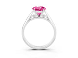 Platinum Round Cut Pink Sapphire Solitaire Engagement Ring with Cathedral Setting and Four-Prong Mount_15