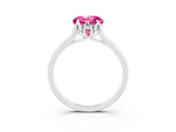 Platinum Round Cut Pink Sapphire Solitaire Ring with Flower Prong Setting and Classic Band_15