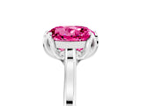 Platinum Round Cut Pink Sapphire Solitaire Ring with Flower Prong Setting and Classic Band_17
