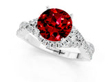 Platinum Round Cut Ruby  Halo Twist Band Solitaire Prong Setting Ring_13