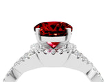 Platinum Round Cut Ruby  Halo Twist Band Solitaire Prong Setting Ring_16