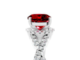 Platinum Round Cut Ruby  Halo Twist Band Solitaire Prong Setting Ring_17