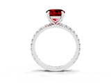 Platinum Round Cut Ruby Pavé Solitaire Ring with Round Band and Prong Setting_45