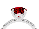 Platinum Round Cut Ruby Pavé Solitaire Ring with Round Band and Prong Setting_46