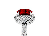 Platinum Round Cut Ruby Scalloped Halo Engagement Ring with Round Shared Prong Band_35
