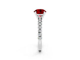 Platinum Round Cut Ruby Solitaire Pavé Engagement Ring with Round Band and Prong Setting_92