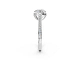 Platinum Round Cut Solitaire Diamond Ring with Pavé Band and Six-Prong Setting_16