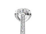 Platinum Round Cut Solitaire Diamond Ring with Pavé Band and Six-Prong Setting_19