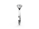 Platinum Round Cut Solitaire Engagement Ring with Flat Band and Four-Prong Setting 2
