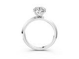 Platinum Round Cut Solitaire Engagement Ring with Flat Band and Four-Prong Setting 3