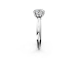 Platinum Round Cut Solitaire Engagement Ring with Tapered Band and Four-Prong Setting 2