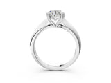 Platinum Round Cut Solitaire Engagement Ring with Tapered Band and Four-Prong Setting 3