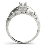 Platinum Round Cut Solitaire Floral Filigree Engagement Ring with Bezel Prong Setting 2