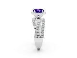 Platinum Round Cut Tanzanite Halo Ring with Round Split Shank and Prong Setting_68