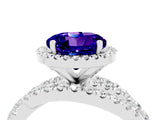 Platinum Round Cut Tanzanite Halo Ring with Round Split Shank and Prong Setting_70