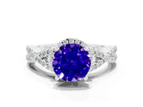 Platinum Round Cut Tanzanite  Halo Twist Band Solitaire Prong Setting Ring_12